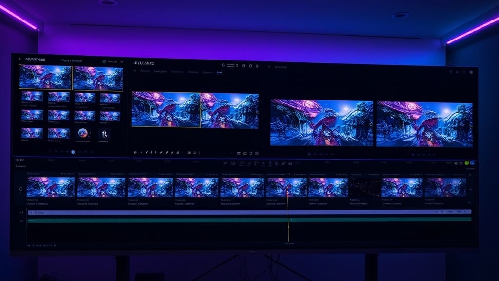 Kling O3 - Interface de montage video IA avec timeline et references