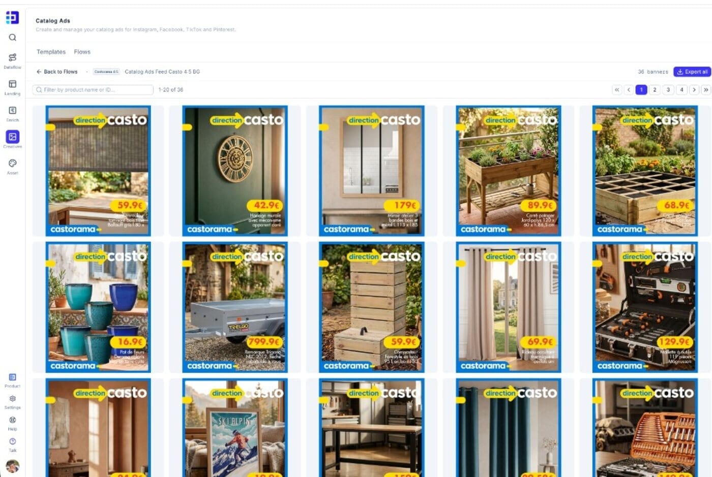 Flow Dataïads generando Catalog Ads desde el feed