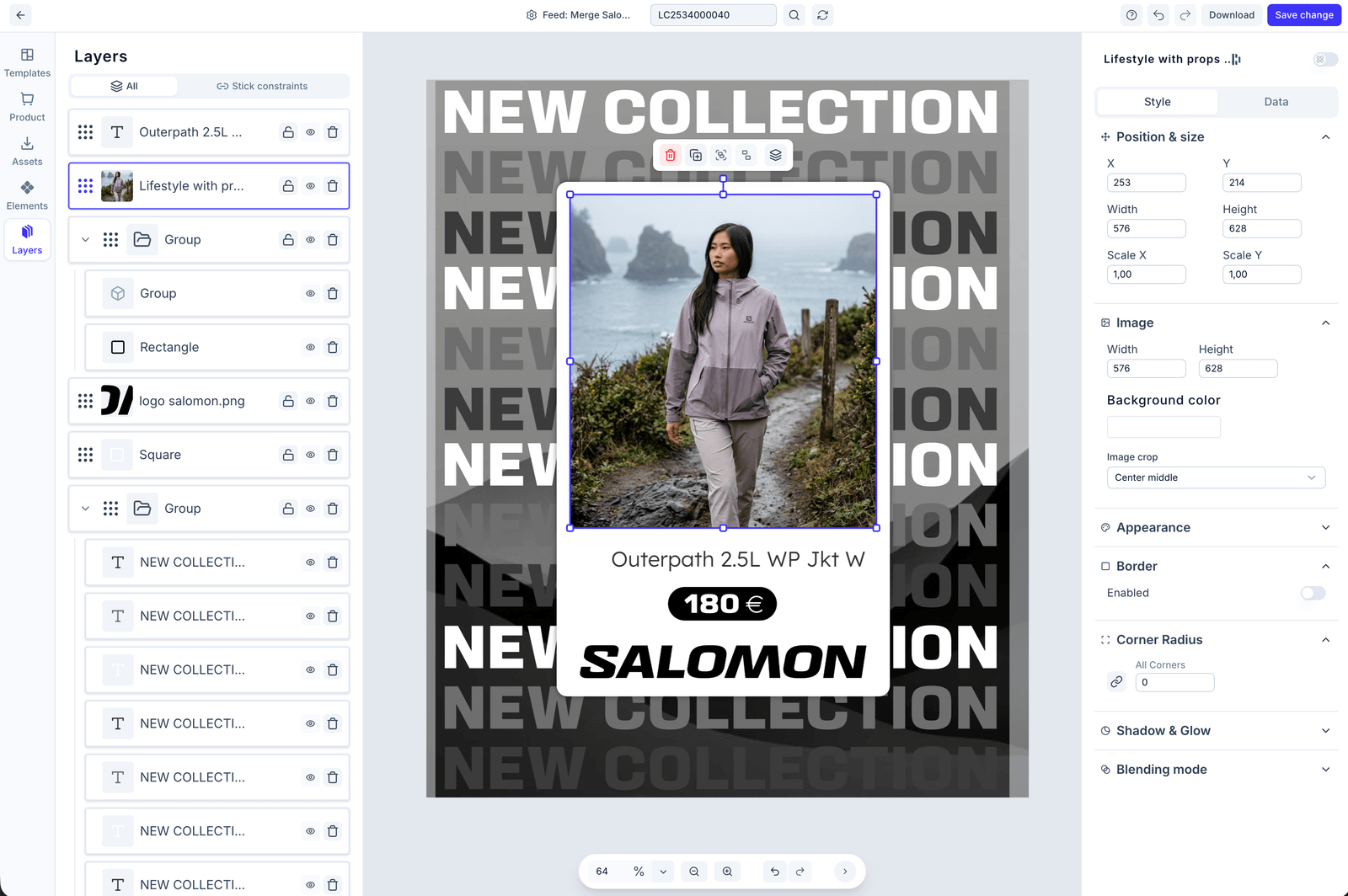 Editor Smart Creative Dataïads · layers y product data