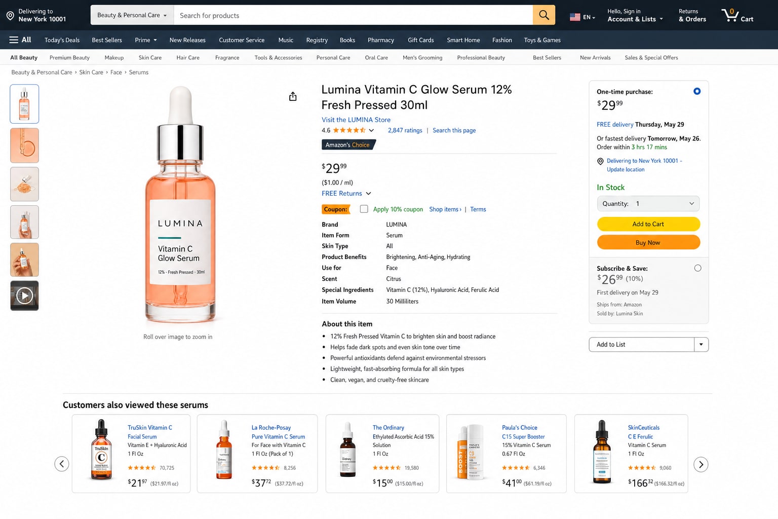 Fiche produit Amazon