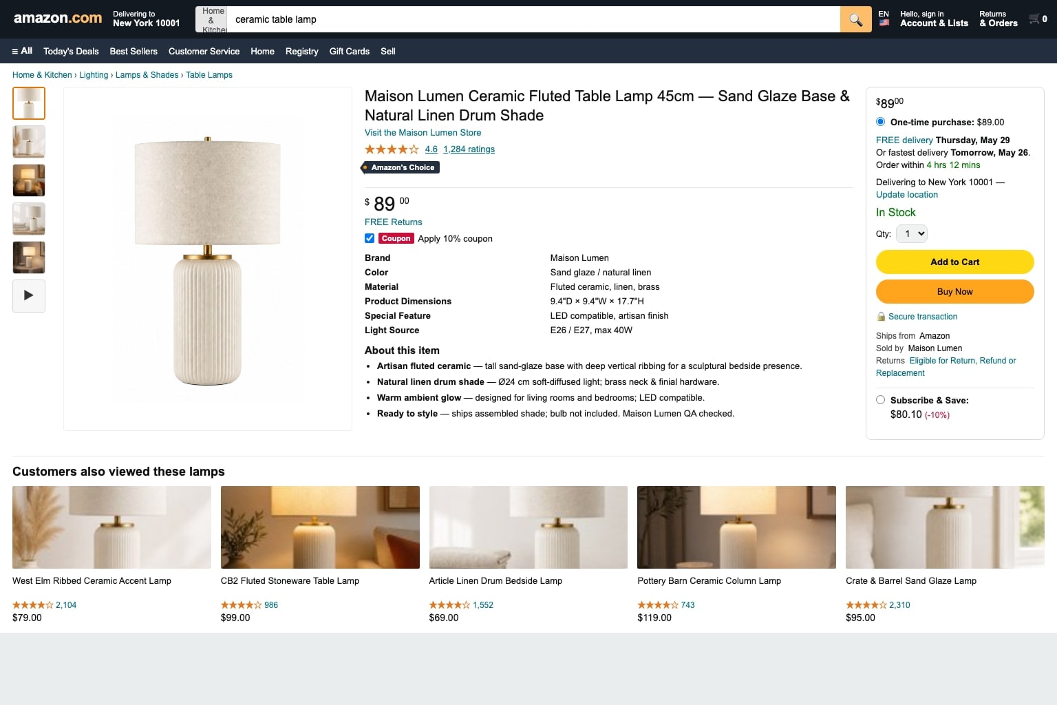 Fiche produit Amazon