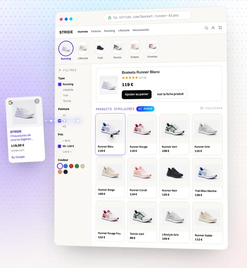 Smart Landing Page après un clic ChatGPT Ads, avec UTM dédié